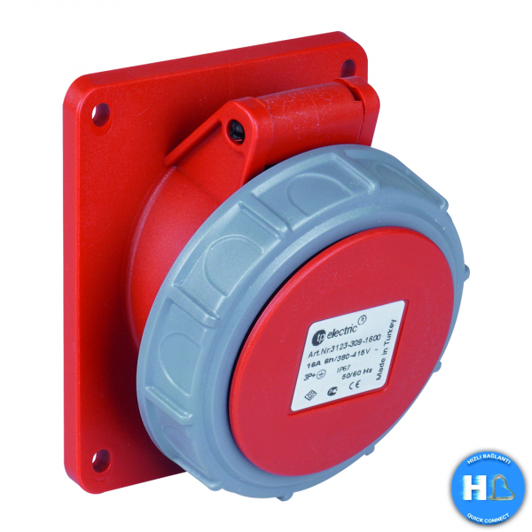 CEE Anbausteckdose 83x90mm 5x32A IP67 mit Steckklemmen (QuickConnect)